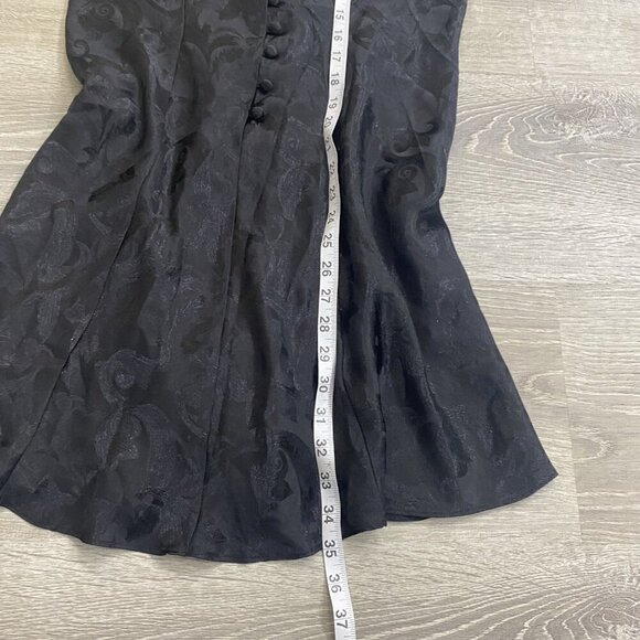 Vintage Adonna Slip Dress Sz M Black Floral Satin Lingerie Coquette Whimsycal - Picture 2 of 5